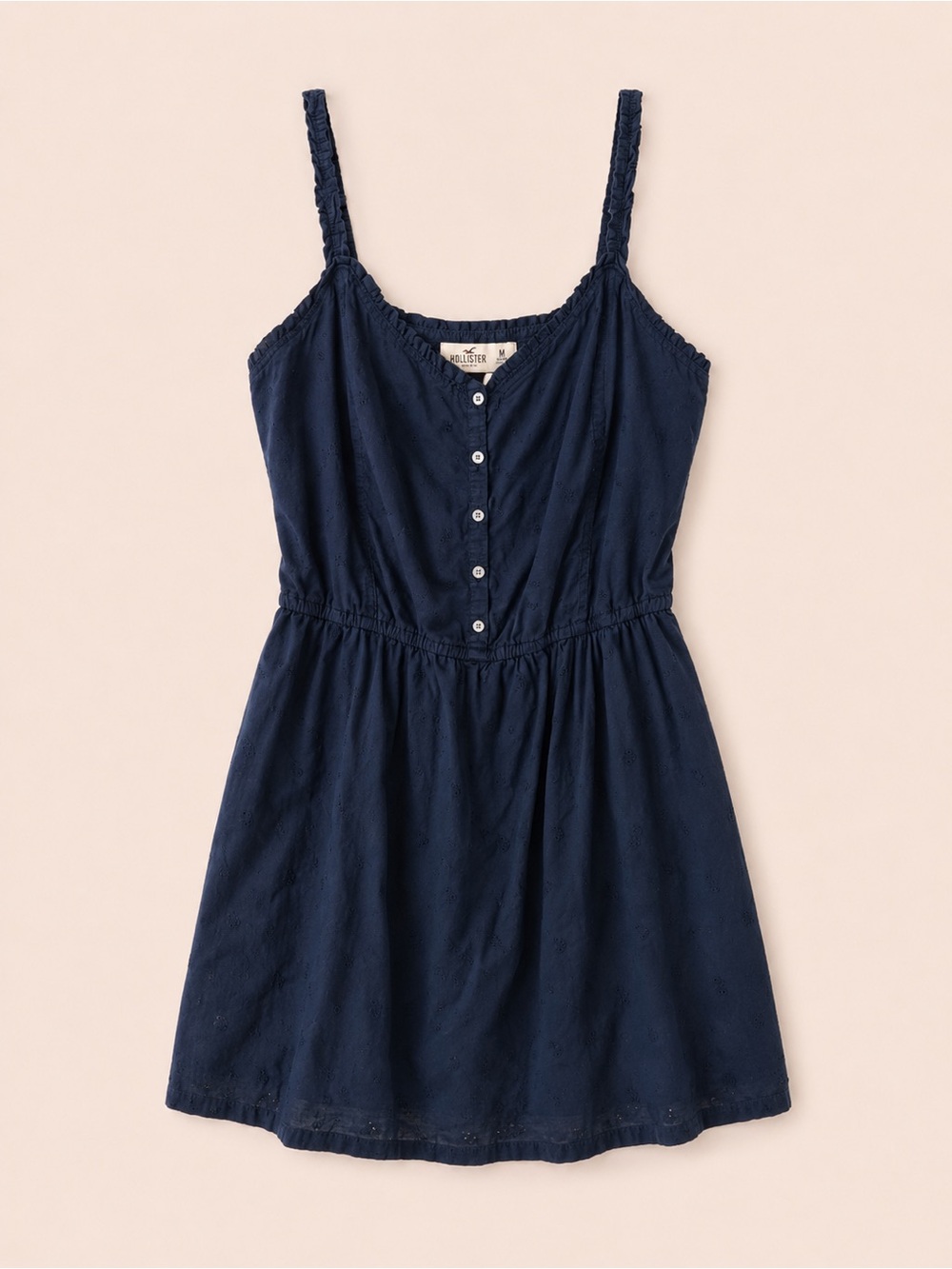 Hollister Navy Blue Cotton Eyelet Mini Mini Sundress Women’s M